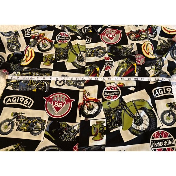 Men's Box Office Island Brand Button-Down Casual Shirt Motorcycle Theme Size L - Picture 8 of 11